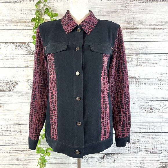 Koos of Course! Blazer Jacket size Small Purple Black Artsy Career Casual - Picture 1 of 14